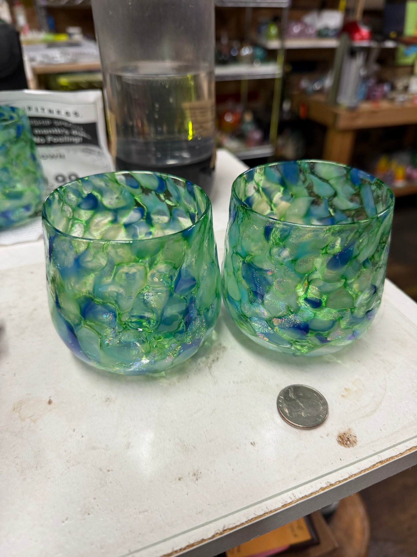 CUSTOM - Janet Whitehouse Two Dichroic Seaglass votives - 4/01/2026