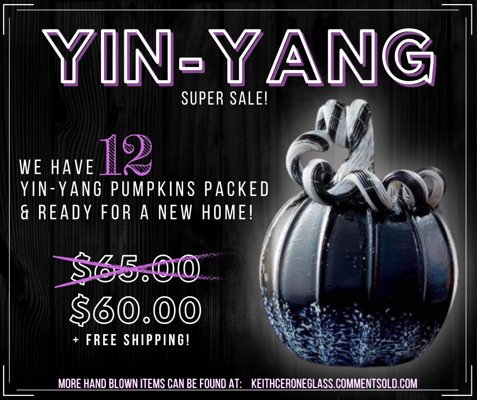 Yin Yang Glass Pumpkin Sale! (12 Available)