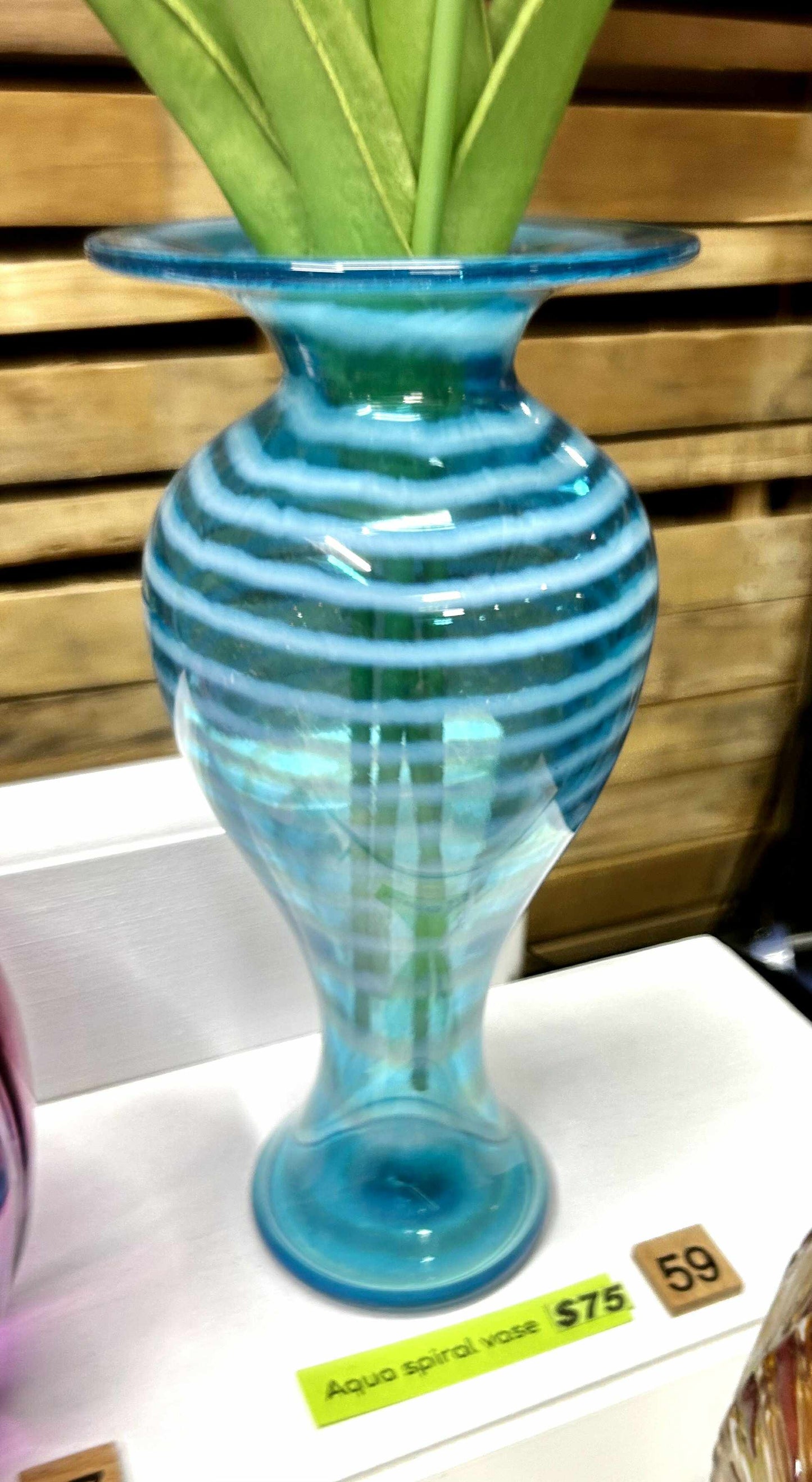 #59 Aqua Spiral Vase- 07/09/25