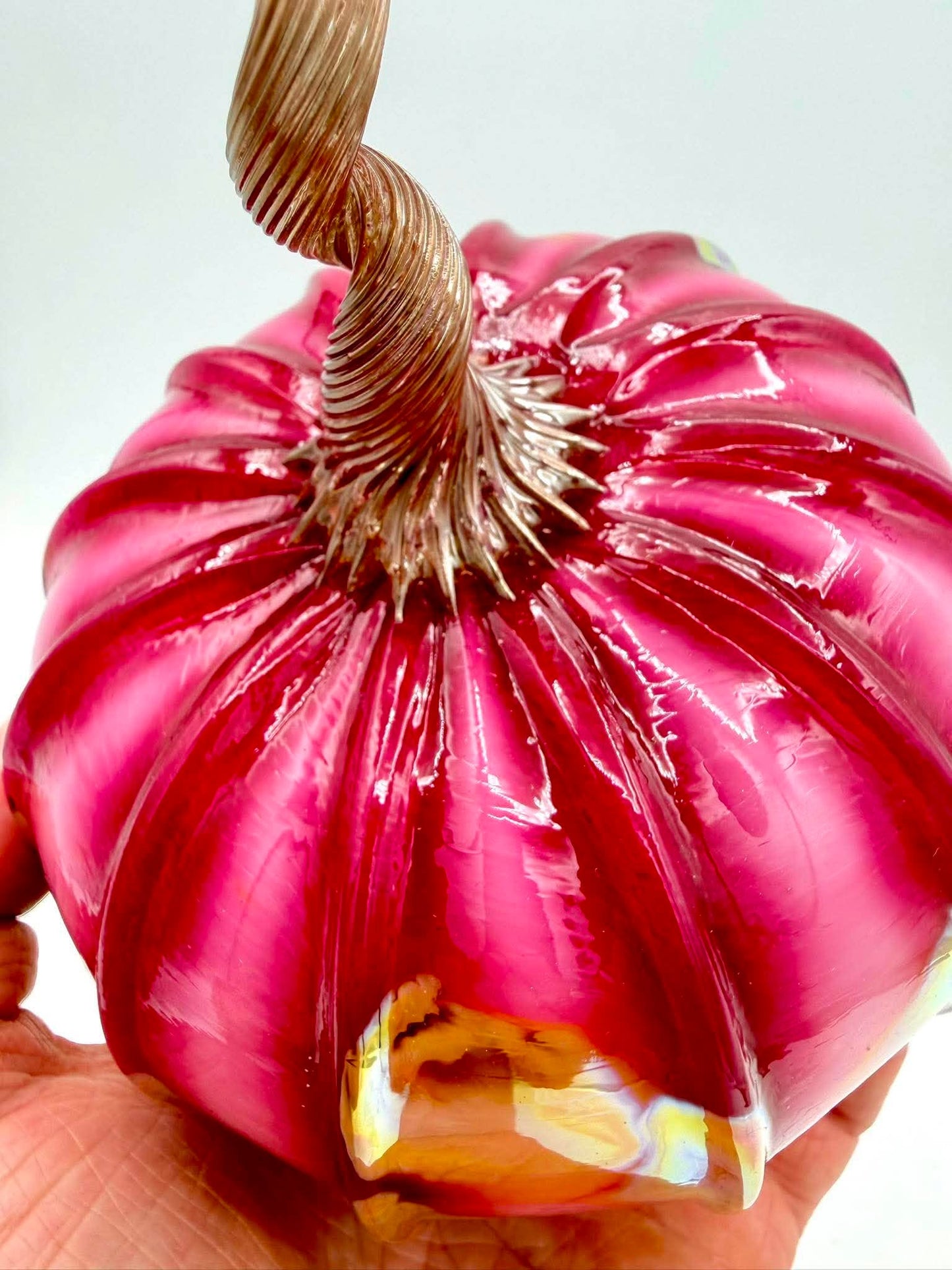 Gold Ruby Glass Pumpkin, Hand Blown Art Glass Pumpkin, Metallic Gold Cranberry Fall Decor, Luxury Thanksgiving Centerpiece, Autumn Gift