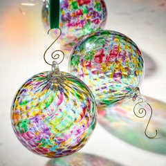 SET OF 3! 4" Pineapple Aurora Ornaments with 3 Shepherd's Hooks and 3 Storage Boxes