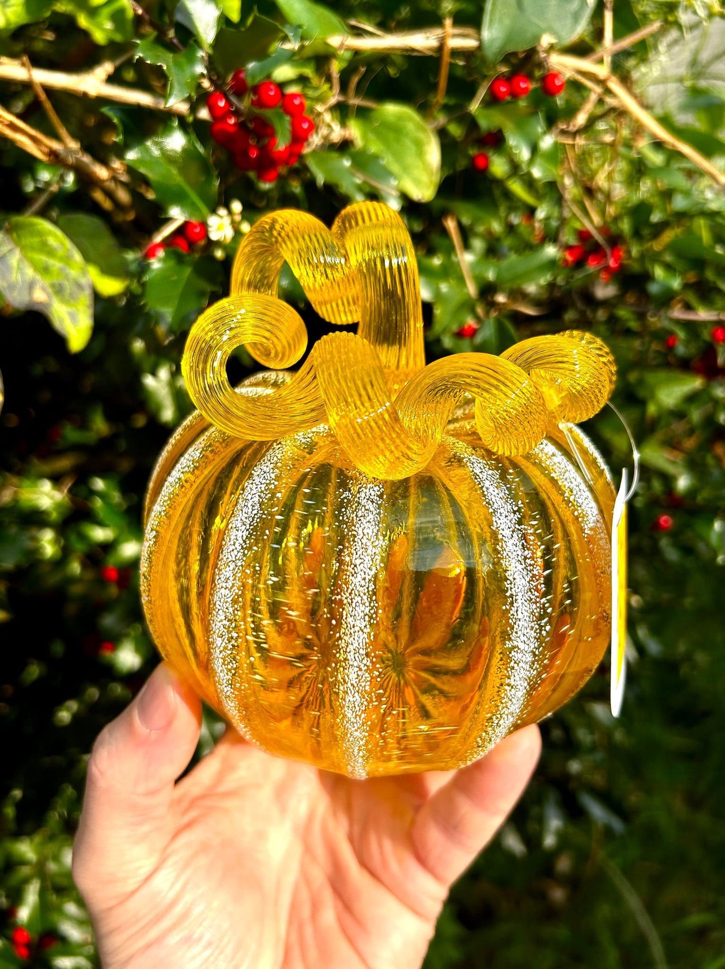 Lemon Candy Glass Pumpkin Gift and Centerpiece 5 1/2"