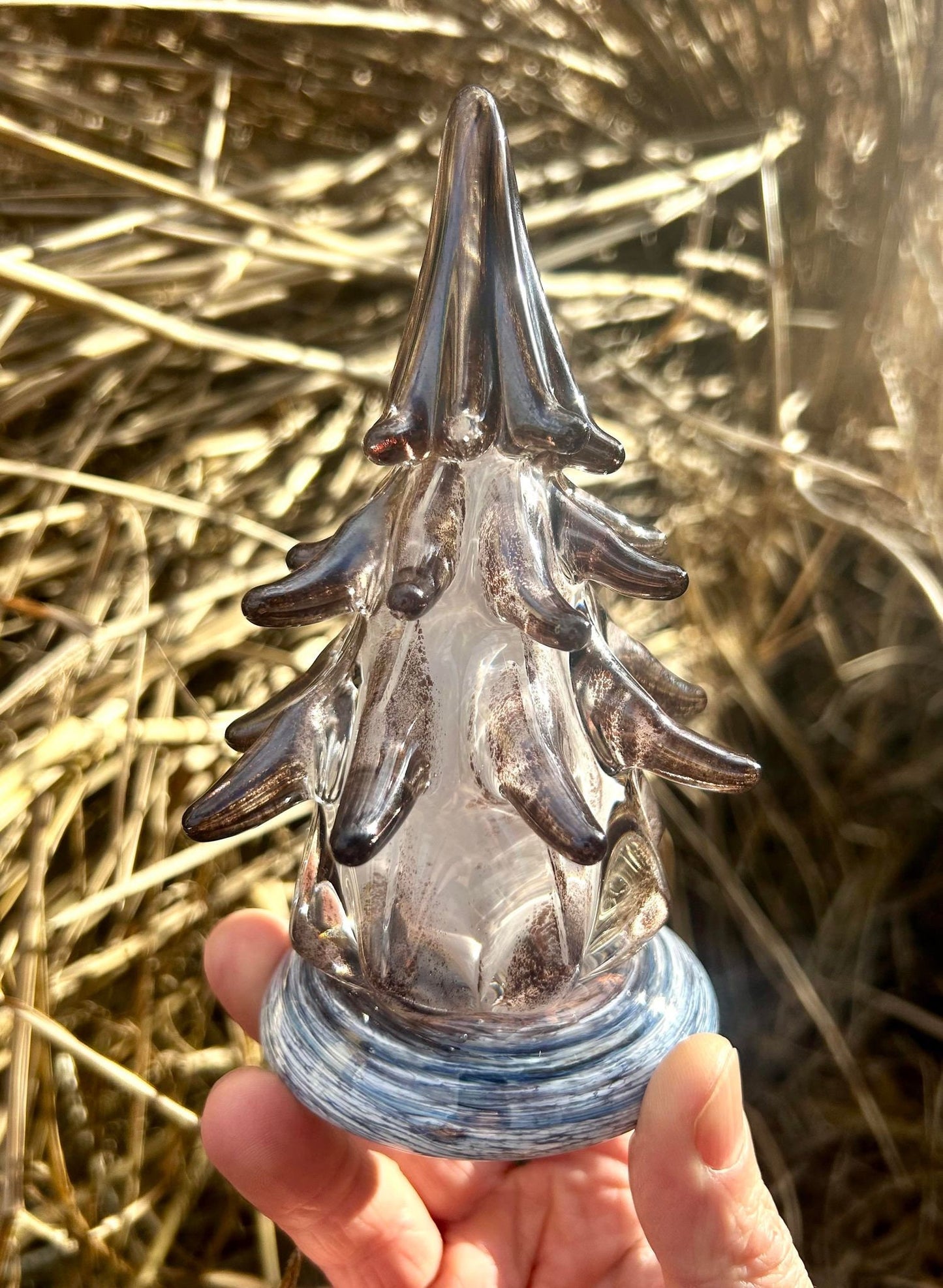 Birch Tree 6 1/4" tall Glass Decor Tree 7 3/4" (engraved signed by artist!)