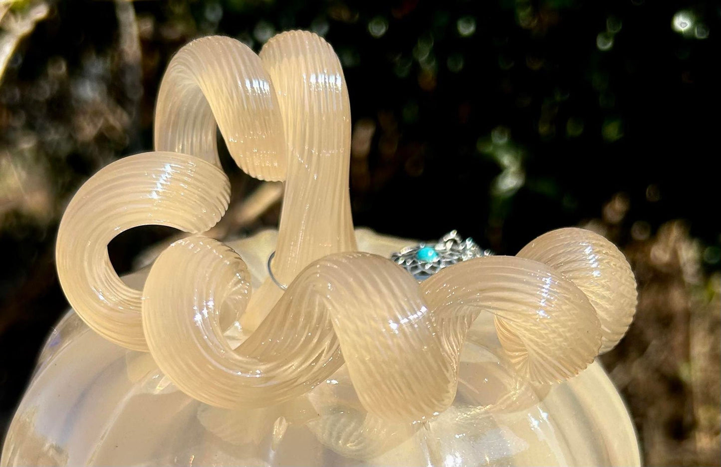 Ivory Pearl with Dreamcatcher Glass Pumpkin Gift and Centerpiece