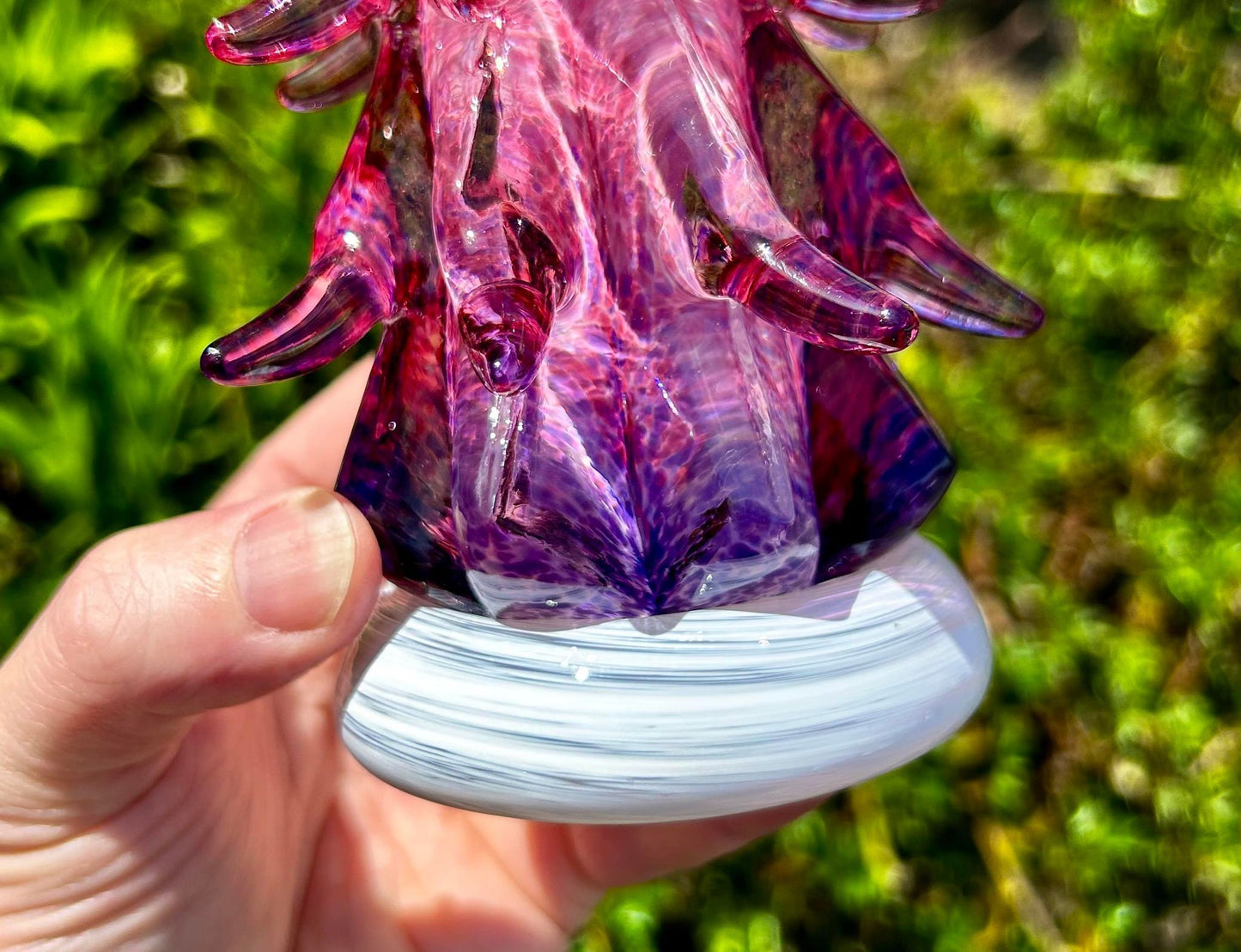 Ruby Violet Fade Ombre Glass Tree (signed by artist!) 6 1/2"