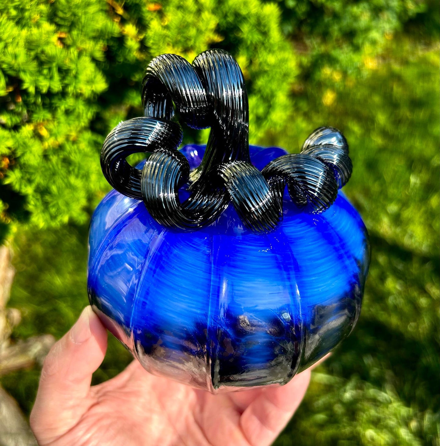 Midnight Waters - Hand Blown Glass Pumpkin Gift and Centerpiece