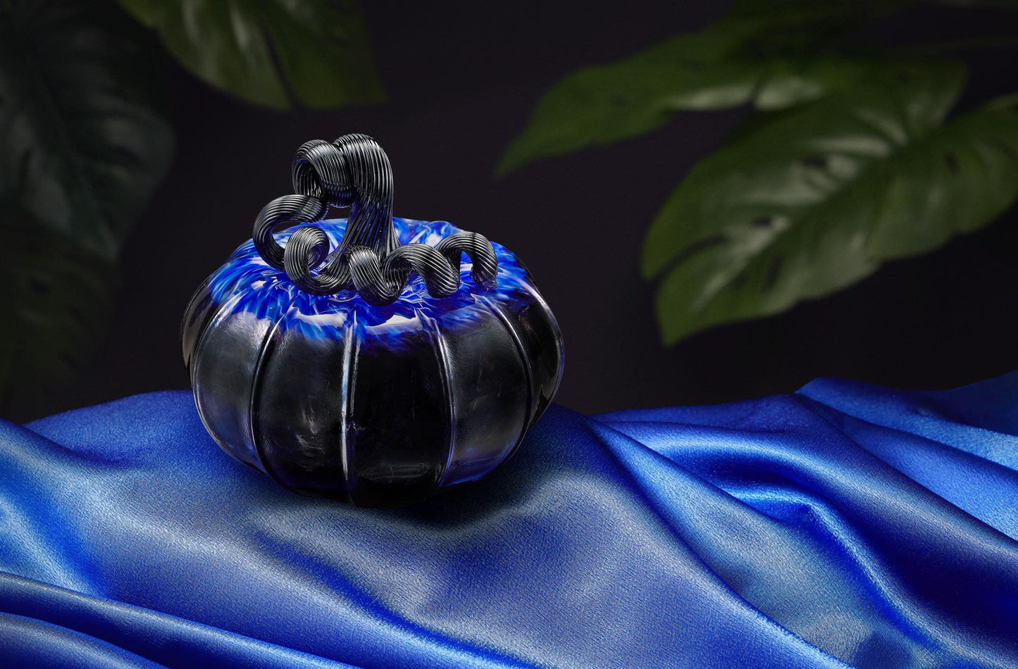 Midnight Waters - Hand Blown Glass Pumpkin Gift and Centerpiece