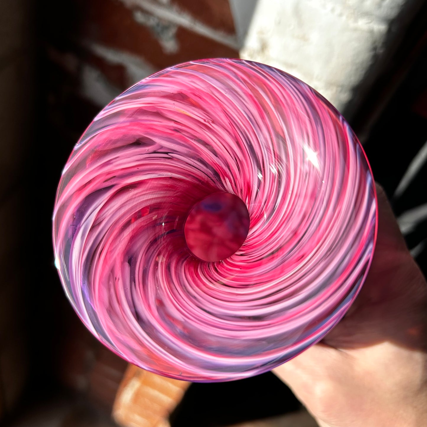 Red, Purple, and White Handblown Glass Vase - Valentines Day