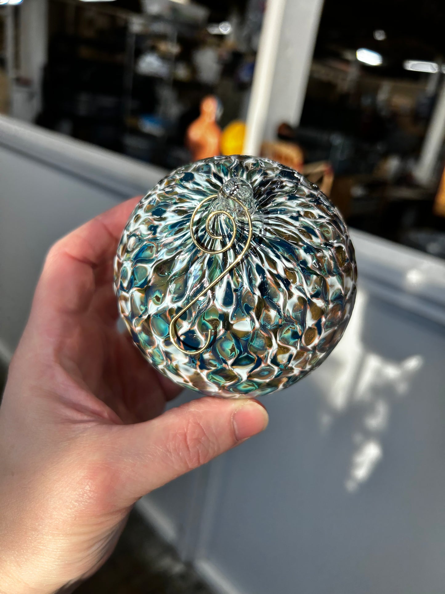 Peacock Feather Glass Ornament
