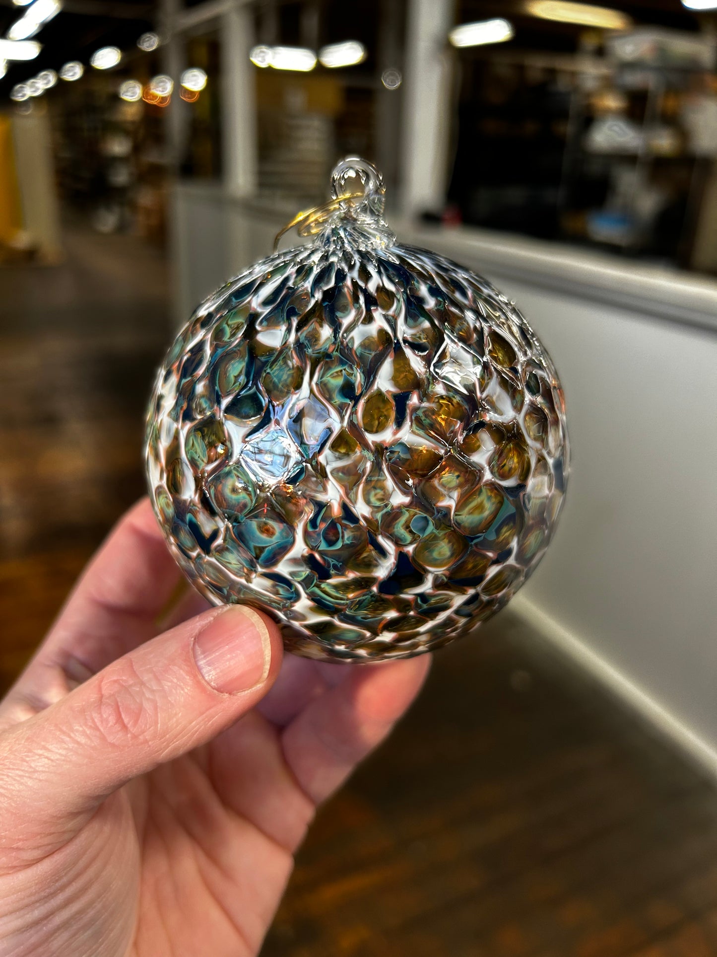 Peacock Feather Glass Ornament
