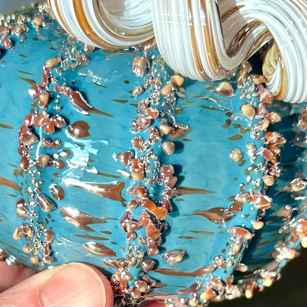 Tiffany Blue Gold Rush Glass Pumpkin Gift or Centerpiece