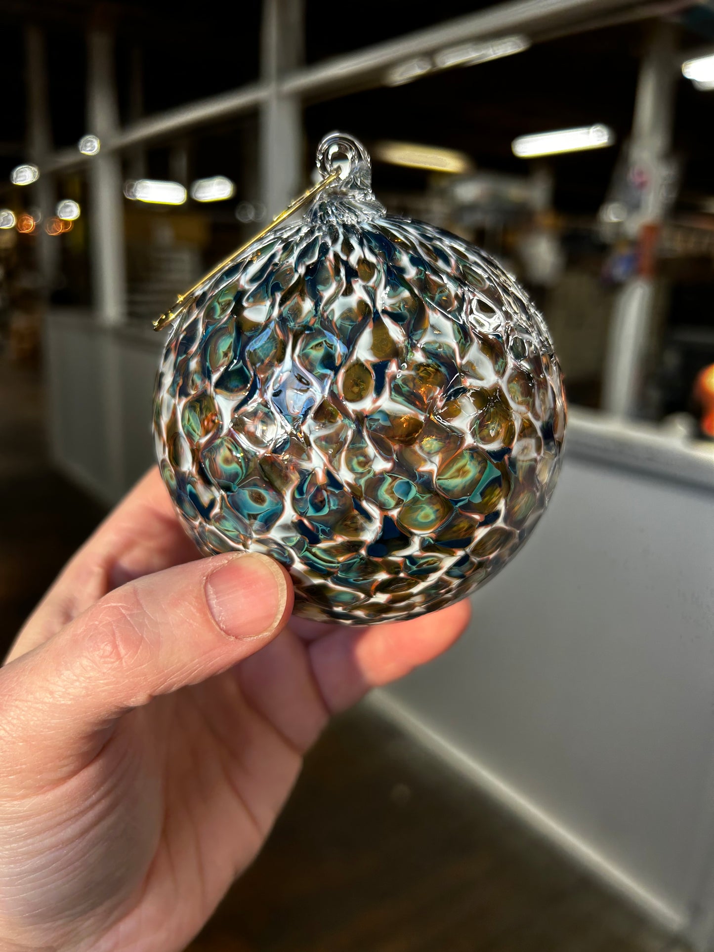 Peacock Feather Glass Ornament