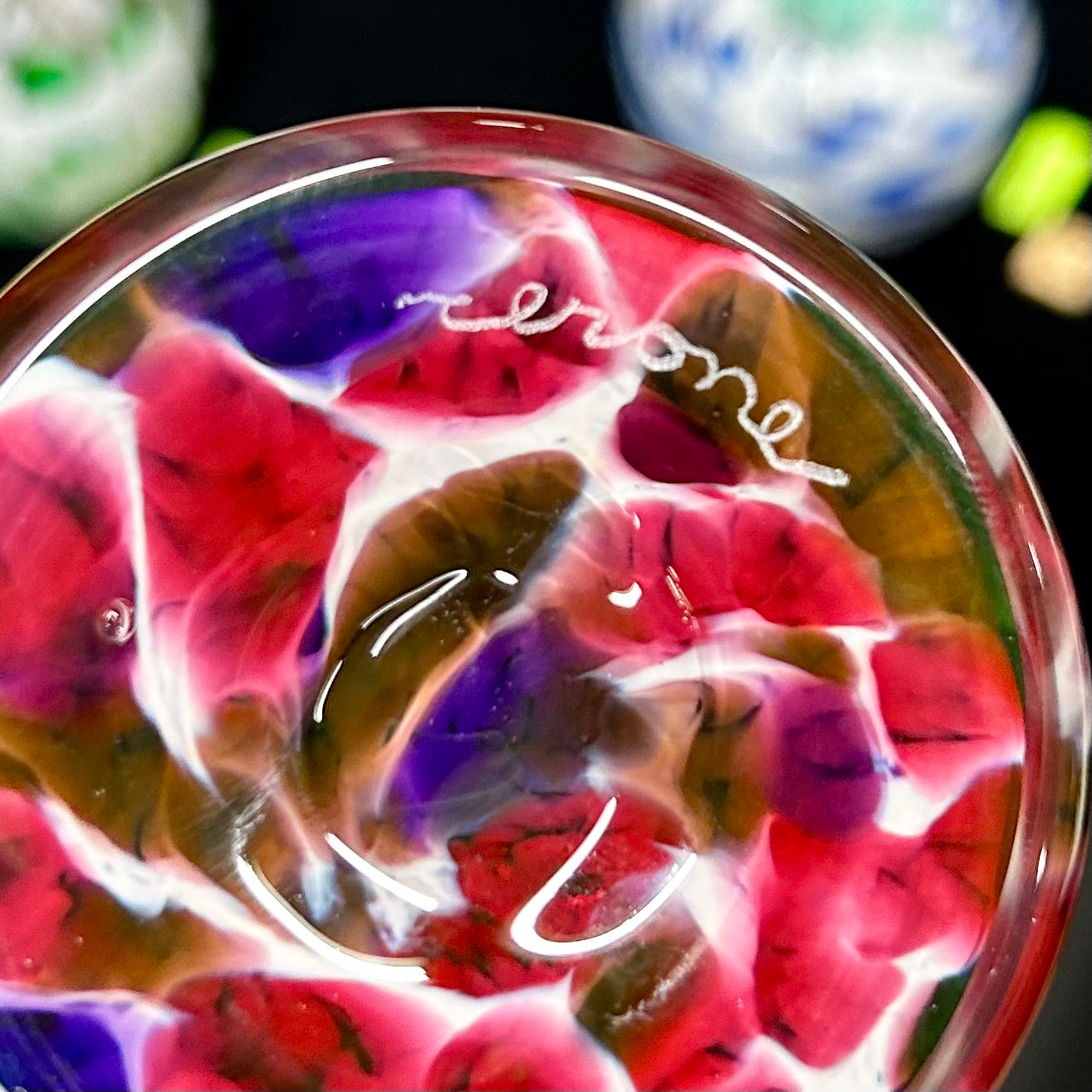 Ruby, Strawberry Blonde & White Handblown Glass Vase - Valentines Day