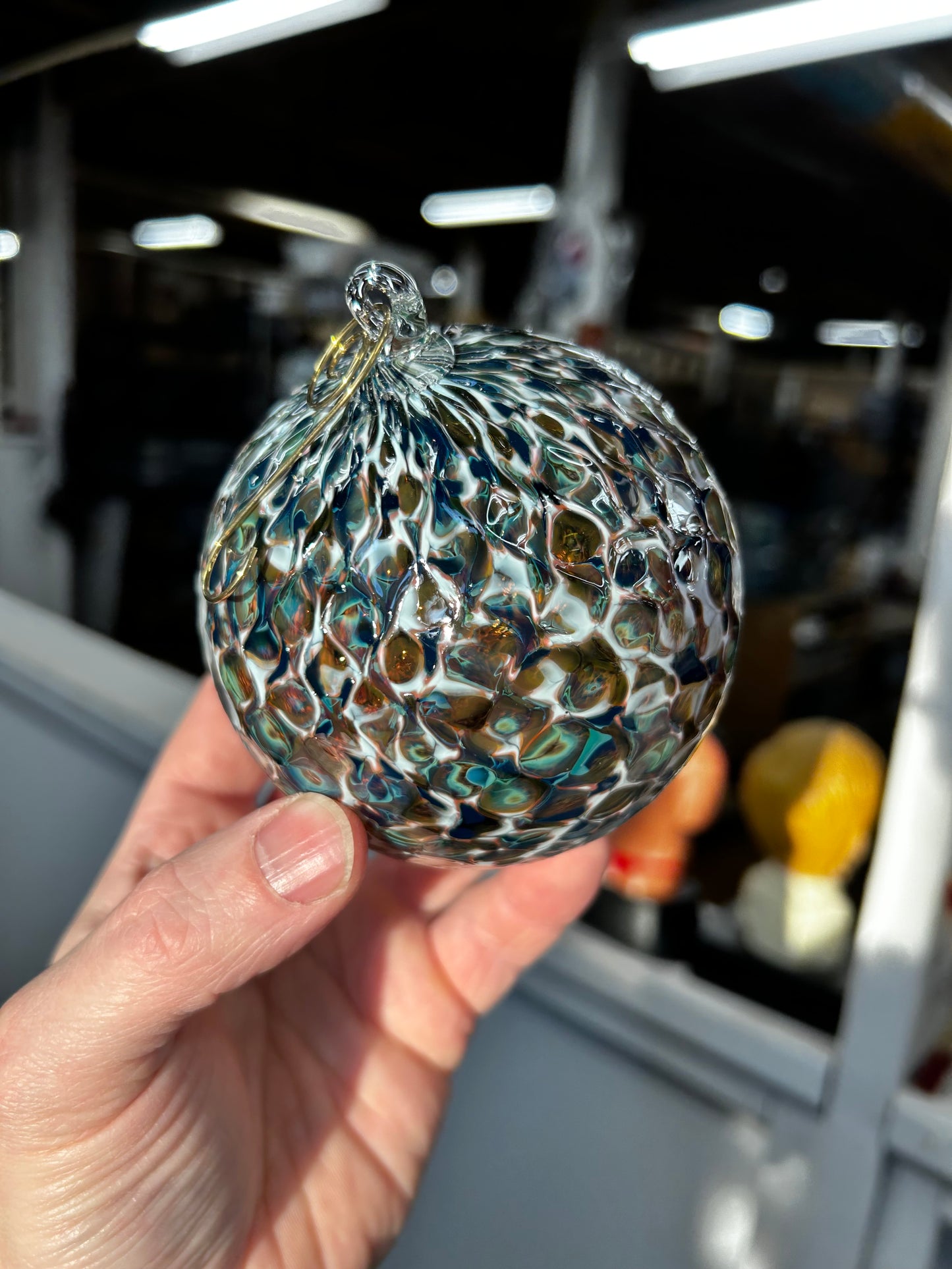 Peacock Feather Glass Ornament