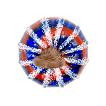 Small Hand Blown Patriotic Glass Pumpkin – USA 250th Anniversary Art Glass Sculpture – Red White Blue Fourth of July Decor
