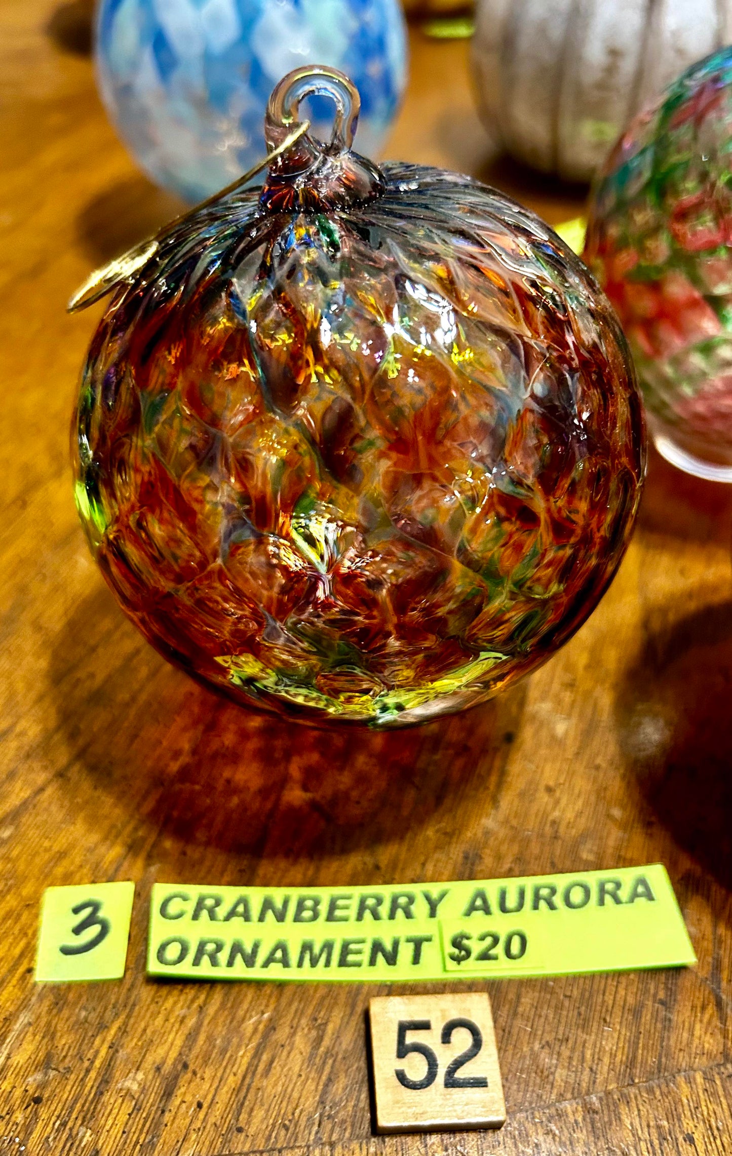 #52 Cranberry Aurora Ornament-  04/03/2024