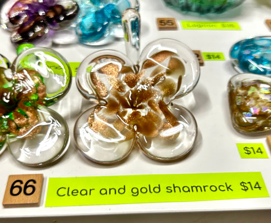 #66 Clear and Gold Shamrock- 4/30/25