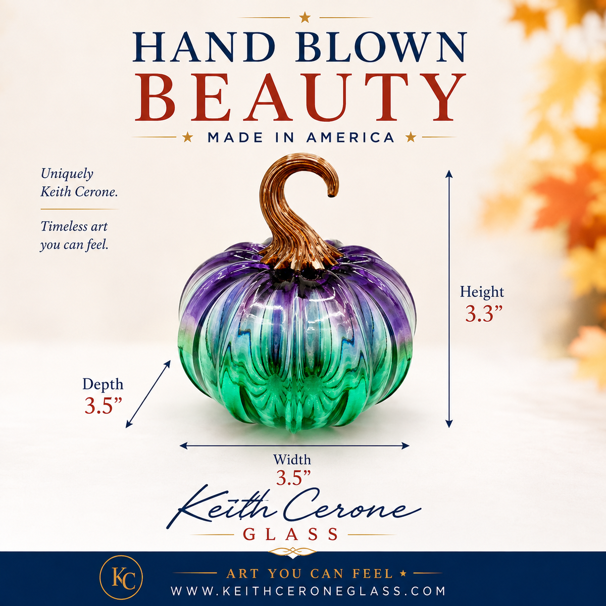 Handblown Purple Lagoon Glass Pumpkin: Artisan Decor