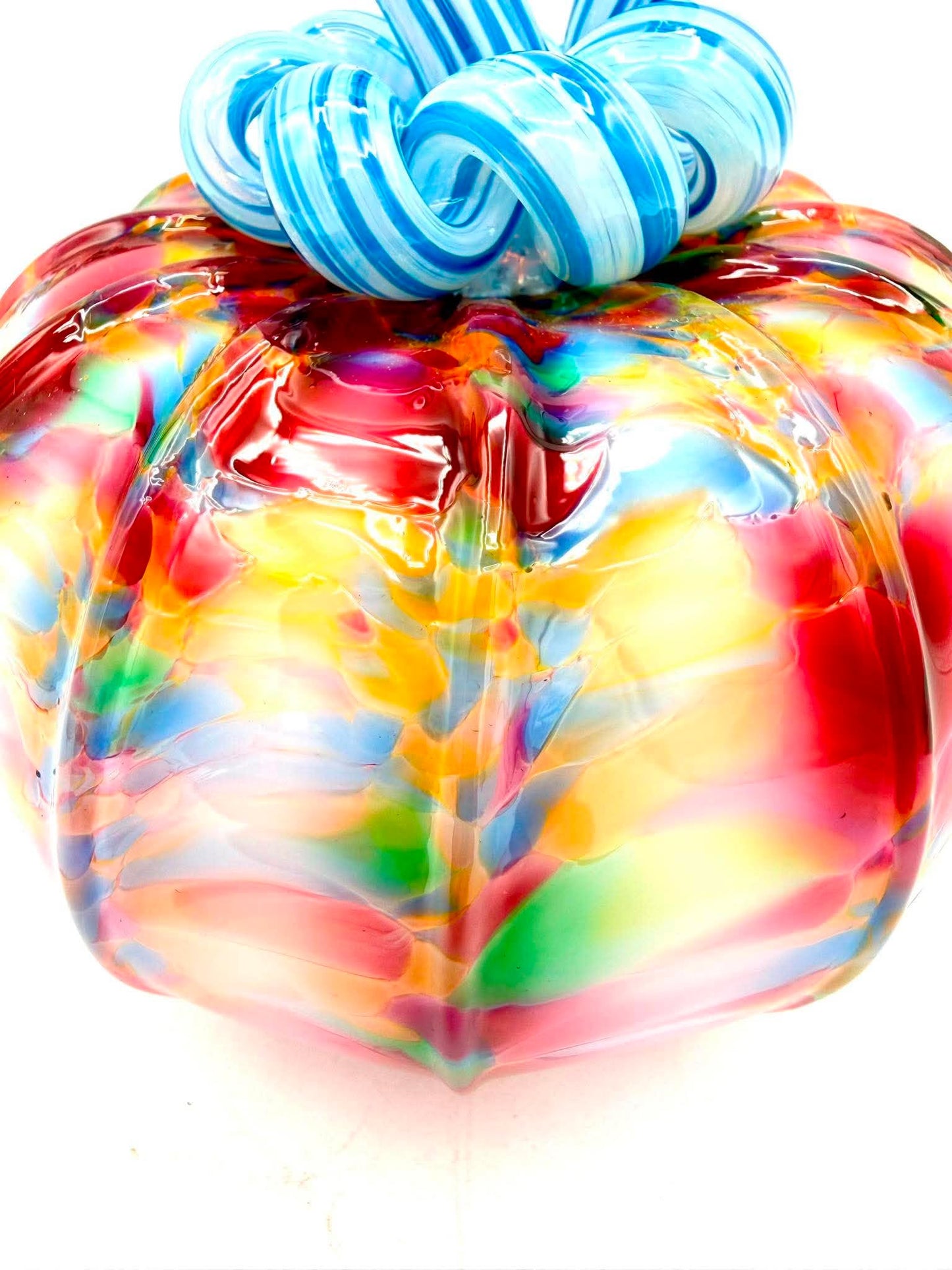 Cranberry Sea Breeze Glass Pumpkin, Hand Blown Art Glass Pumpkin, Ocean Coastal Decor, Cranberry Blue Fall Decor, Unique Autumn Gift
