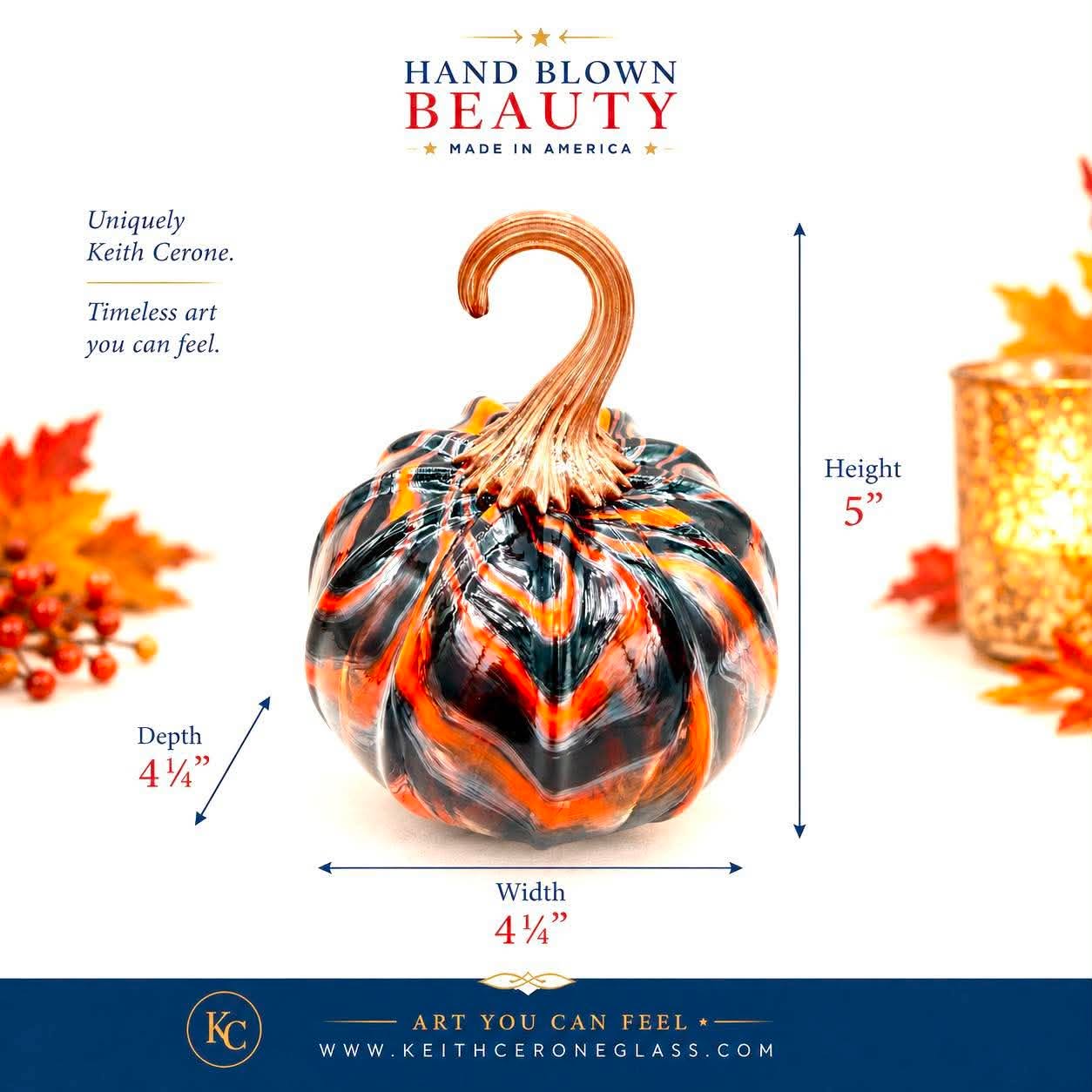 Orange Eclipse Glass Pumpkin, Hand Blown Halloween Pumpkin, Black Orange Art Glass, Spooky Fall Decor, Gothic Halloween Decoration