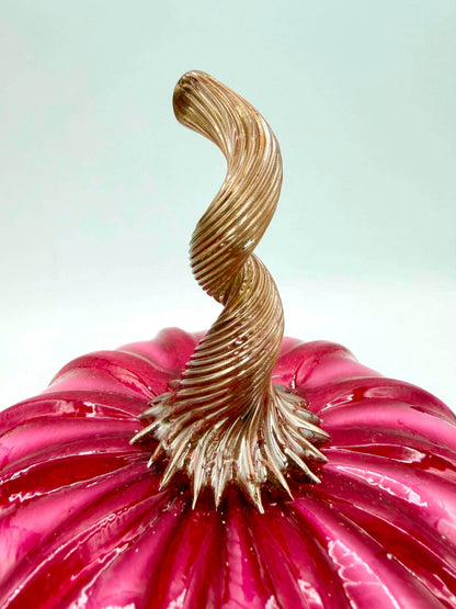 Gold Ruby Glass Pumpkin, Hand Blown Art Glass Pumpkin, Metallic Gold Cranberry Fall Decor, Luxury Thanksgiving Centerpiece, Autumn Gift