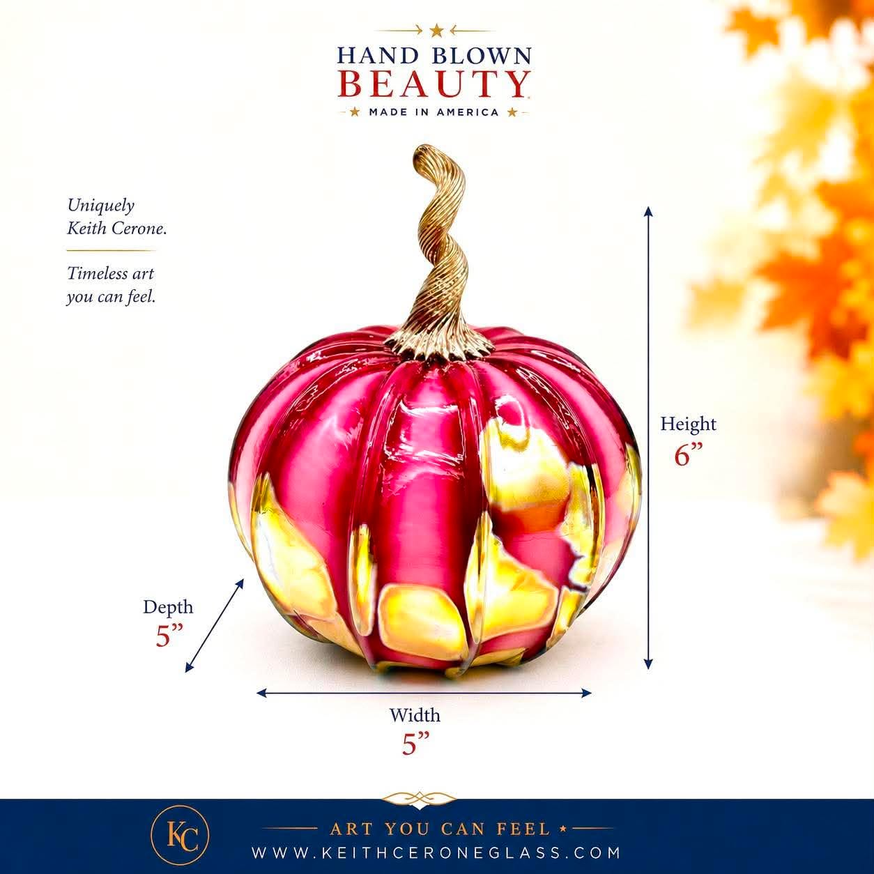 Gold Ruby Glass Pumpkin, Hand Blown Art Glass Pumpkin, Metallic Gold Cranberry Fall Decor, Luxury Thanksgiving Centerpiece, Autumn Gift