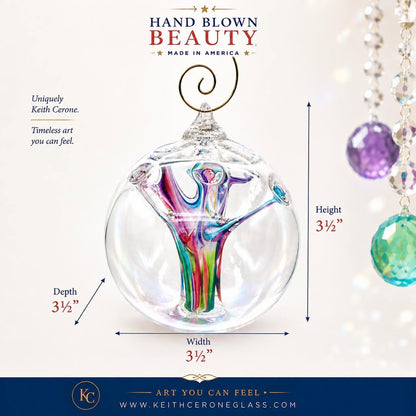 Rainbow Jewel Witch Ball Ornament, Hand Blown Glass Ornament, Colorful Rainbow Suncatcher, Window Hanging Art Glass, Unique Handmade Gift