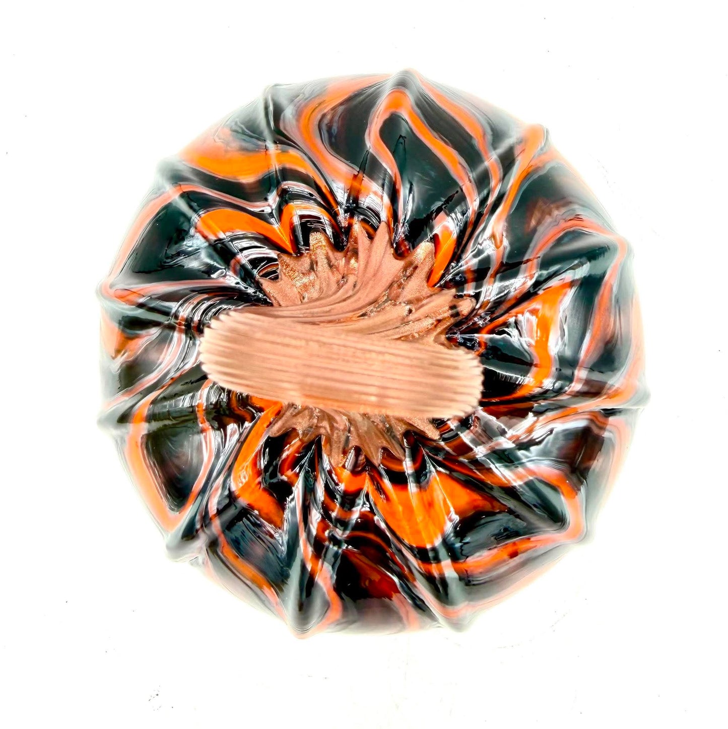 Orange Eclipse Glass Pumpkin, Hand Blown Halloween Pumpkin, Black Orange Art Glass, Spooky Fall Decor, Gothic Halloween Decoration