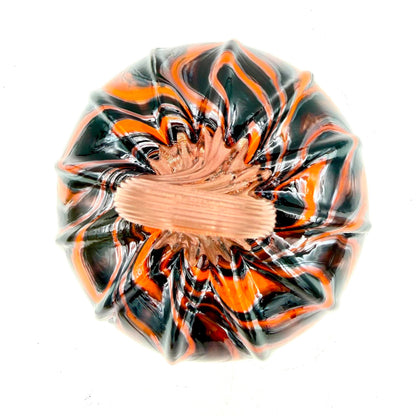 Orange Eclipse Glass Pumpkin, Hand Blown Halloween Pumpkin, Black Orange Art Glass, Spooky Fall Decor, Gothic Halloween Decoration