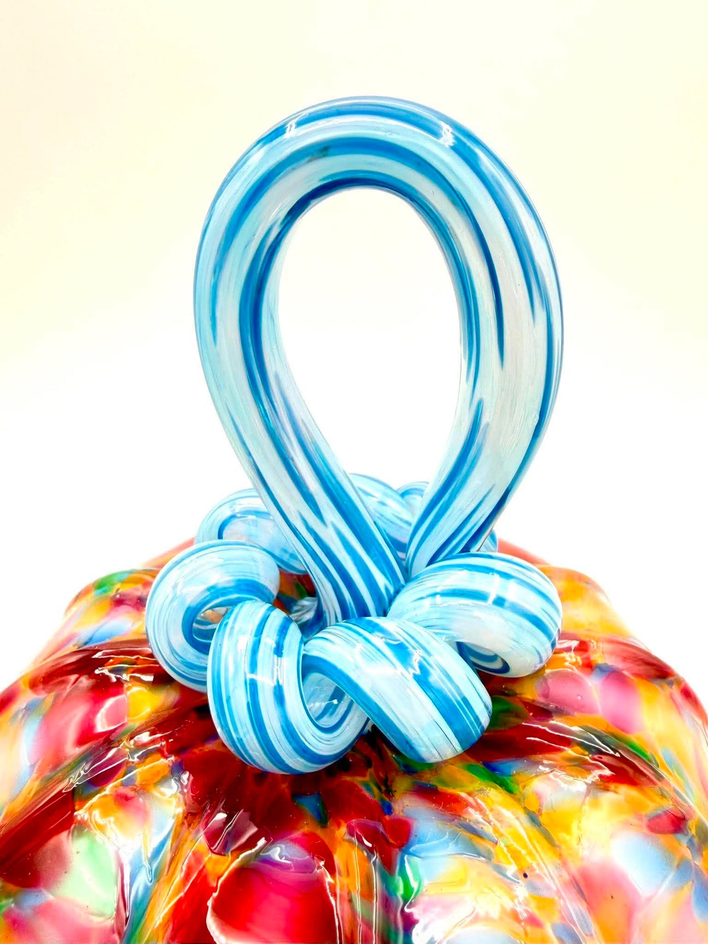 Cranberry Sea Breeze Glass Pumpkin, Hand Blown Art Glass Pumpkin, Ocean Coastal Decor, Cranberry Blue Fall Decor, Unique Autumn Gift