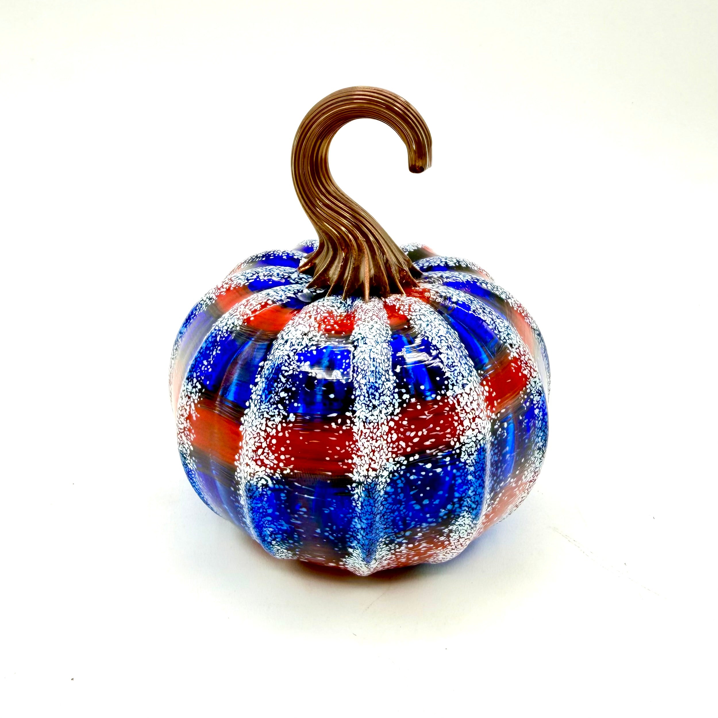 Small Hand Blown Patriotic Glass Pumpkin – USA 250th Anniversary