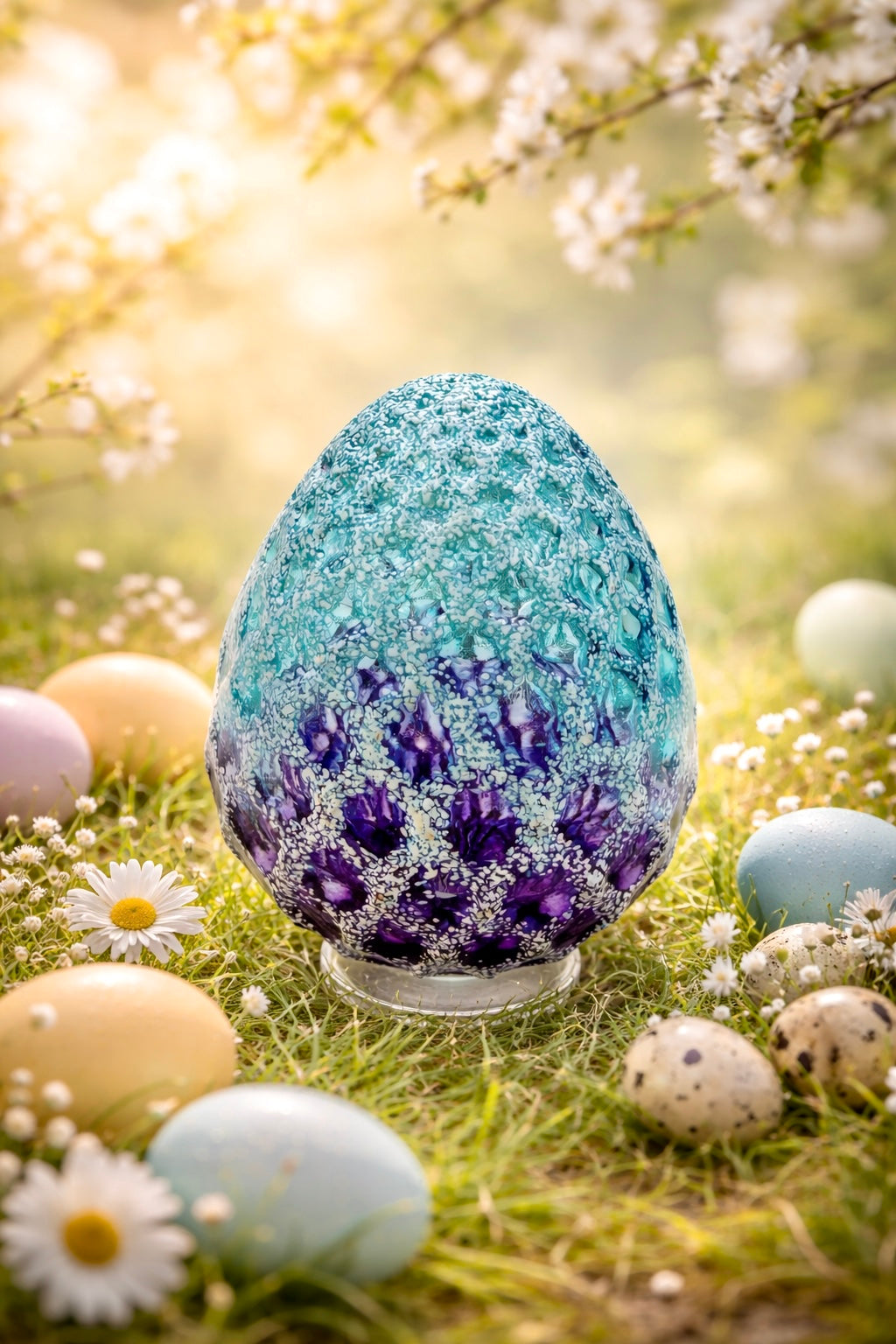 Violet and Teal Angel Lace Easter Egg