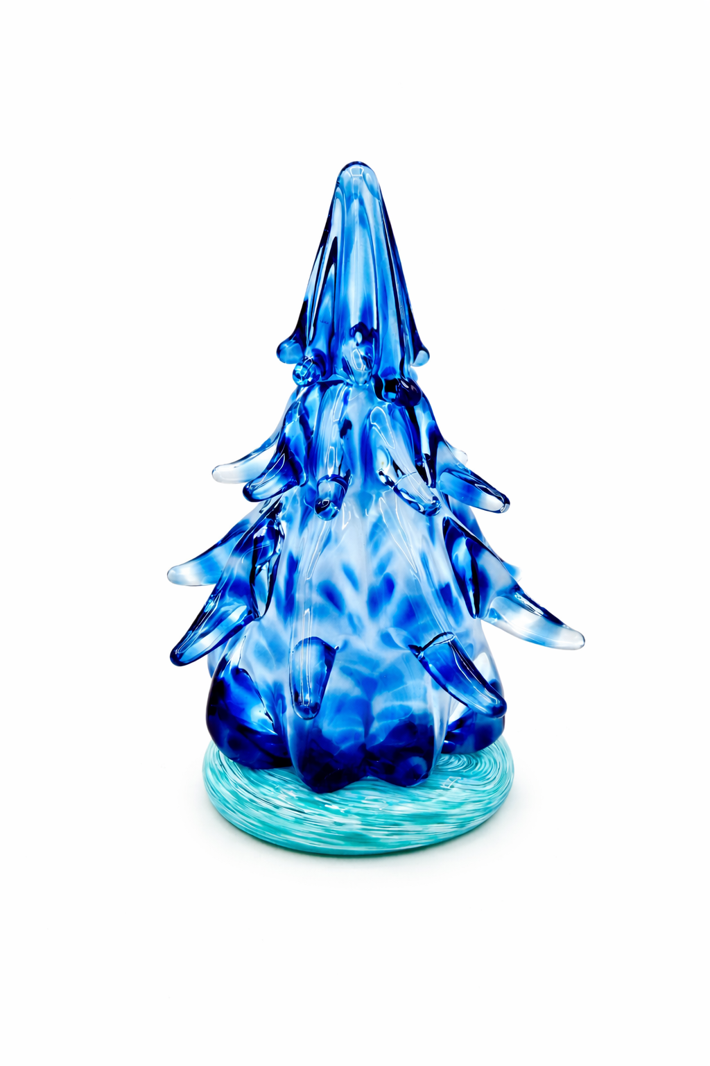 Hand Blown Aqua Marine Glass Tree, Blue Art Glass Christmas Tree, Ocean Inspired Coastal Decor, Beach House Gift, Handmade Sculpture