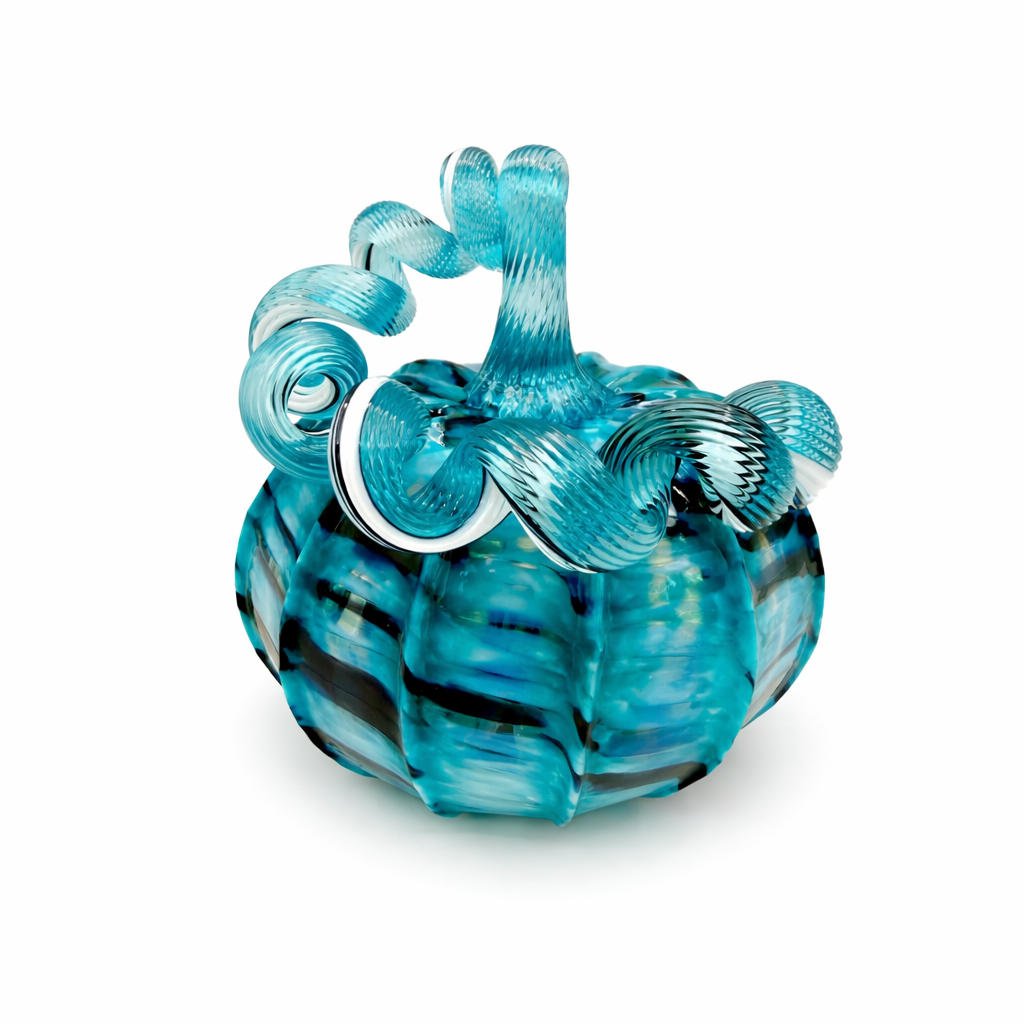 Aqua Shadows Glass Pumpkin Gift and Centerpiece