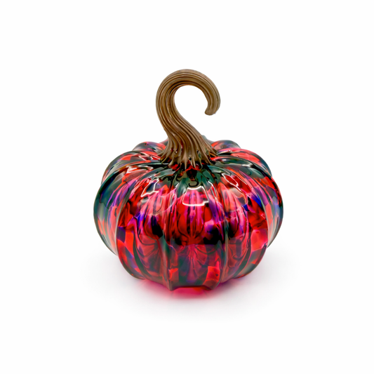 Hand-Blown Valentine Glass Pumpkin – Ruby & Violet Art Glass Gift