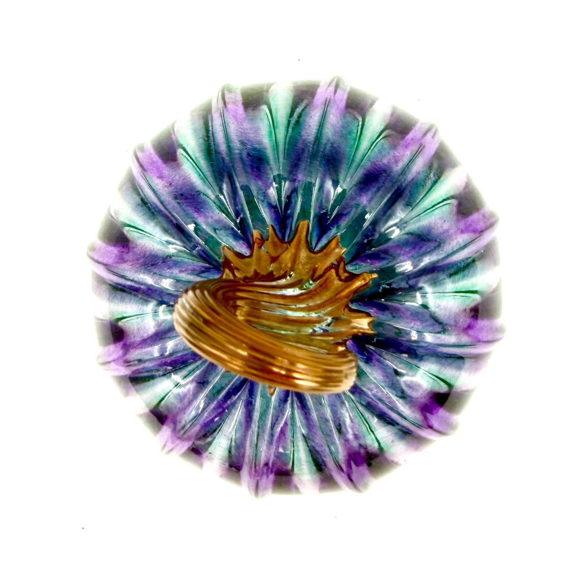Handblown Purple Lagoon Glass Pumpkin: Artisan Decor