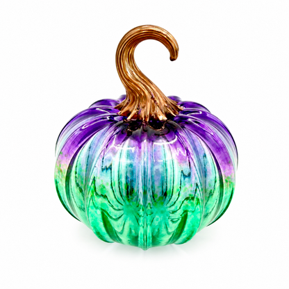 Handblown Purple Lagoon Glass Pumpkin: Artisan Decor