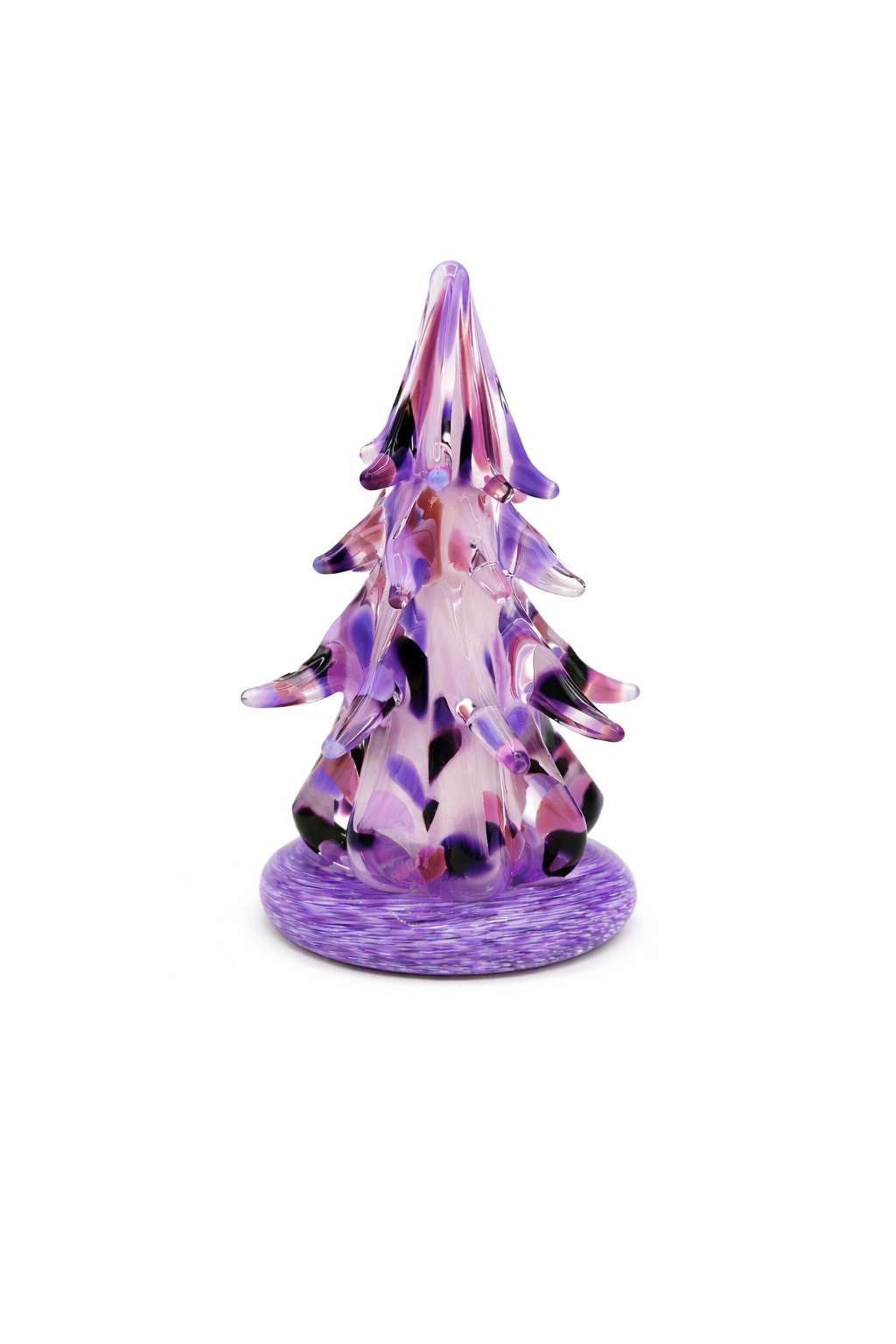 Violet Gemstone Glass Tree Sculpture, Hand Blown Amethyst Purple Art Glass, Jewel Tone Christmas Tree, Luxury Decor Gift