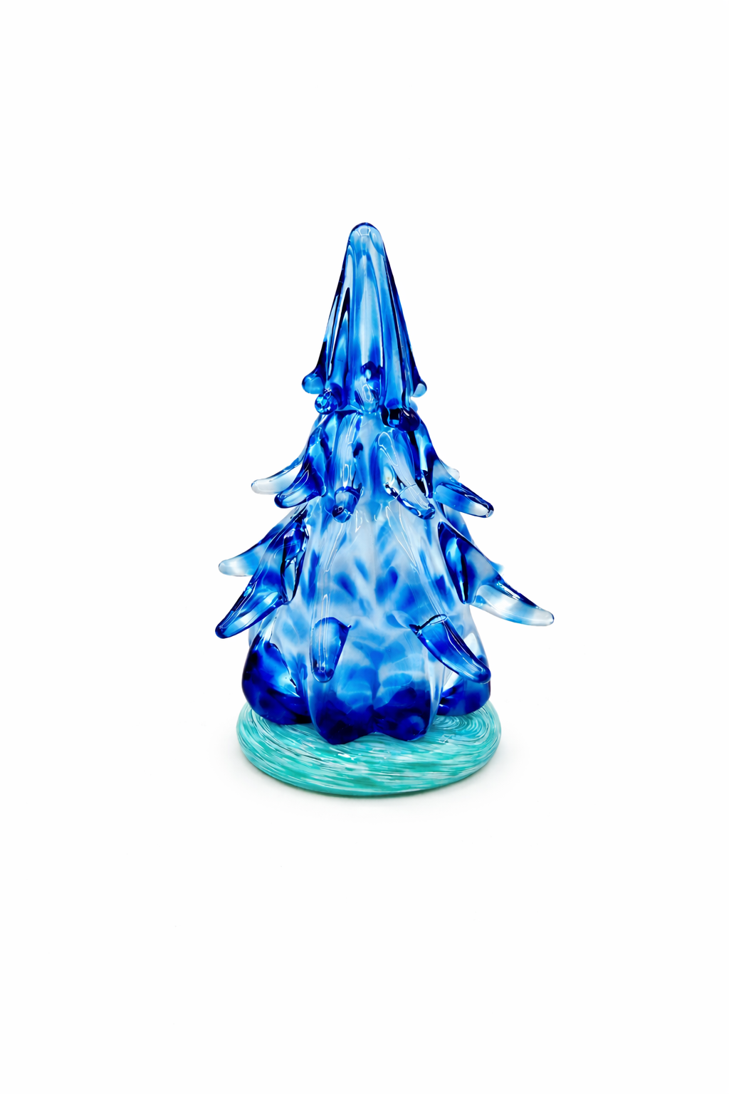 Hand Blown Aqua Marine Glass Tree, Blue Art Glass Christmas Tree, Ocean Inspired Coastal Decor, Beach House Gift, Handmade Sculpture