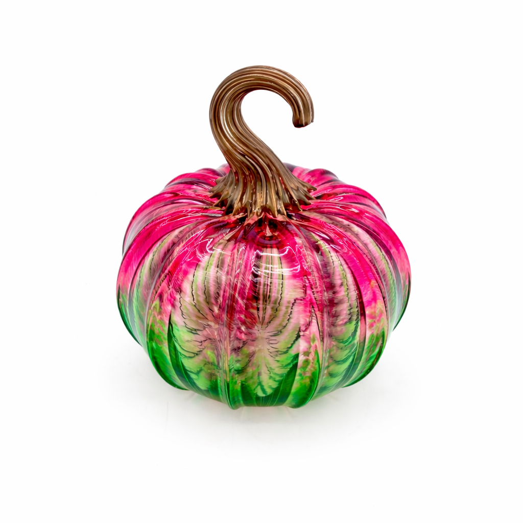 Ruby Emerald Glass Pumpkin with Gold Stem