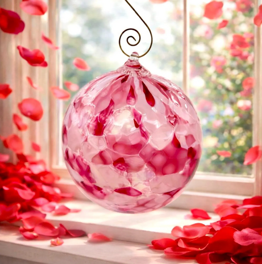 Rose Petal Glass Valentine Ornament