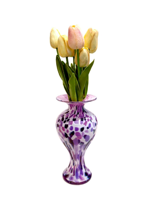 Violet Gemstone Glass Amphora Vase