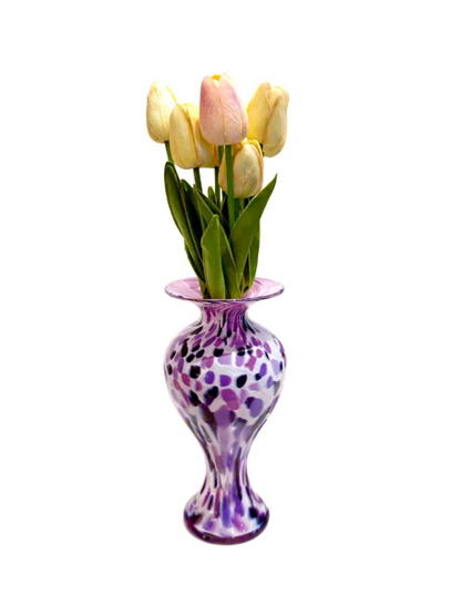 Violet Gemstone Glass Amphora Vase