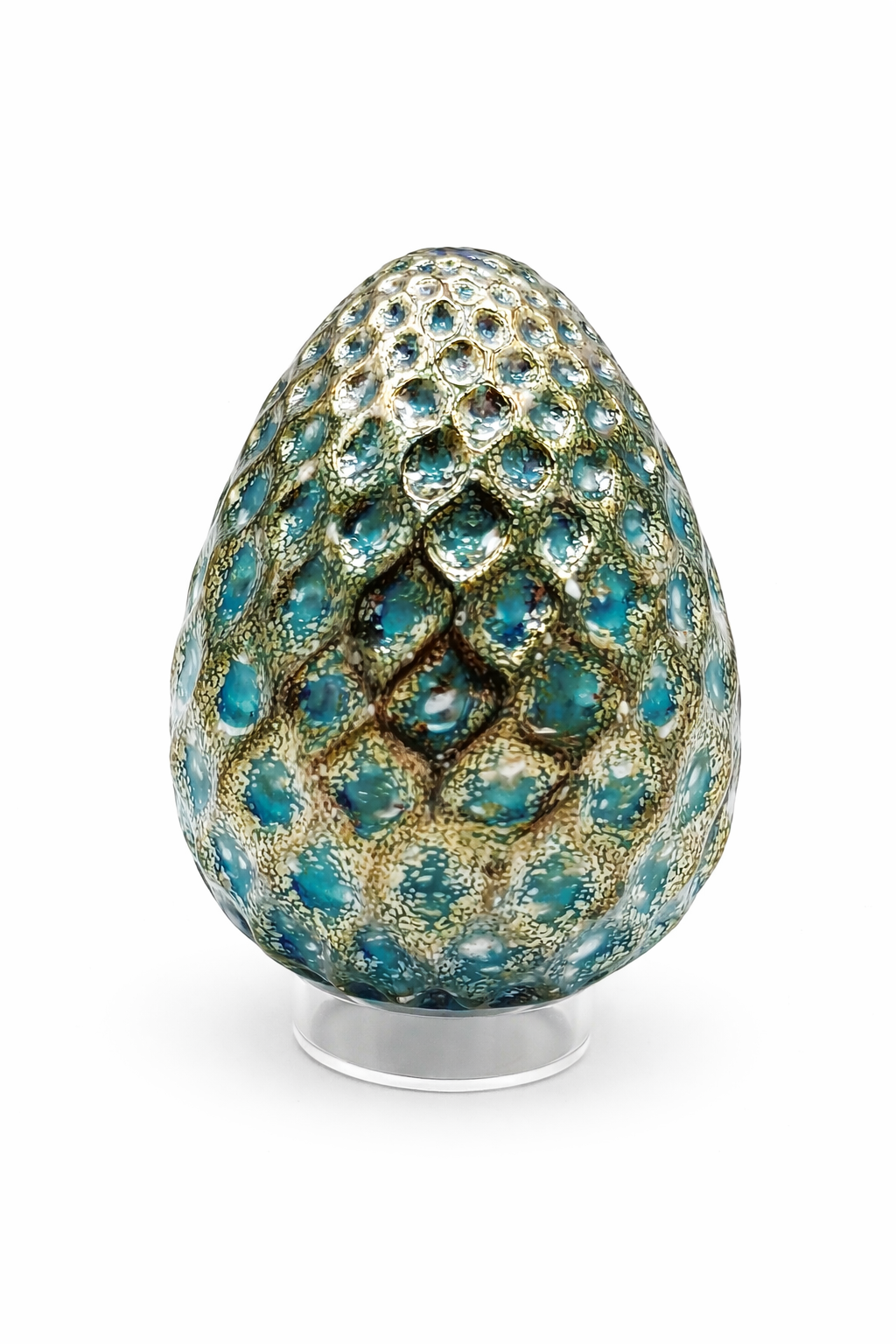 Aqua Metallic Angel Lace Easter Egg