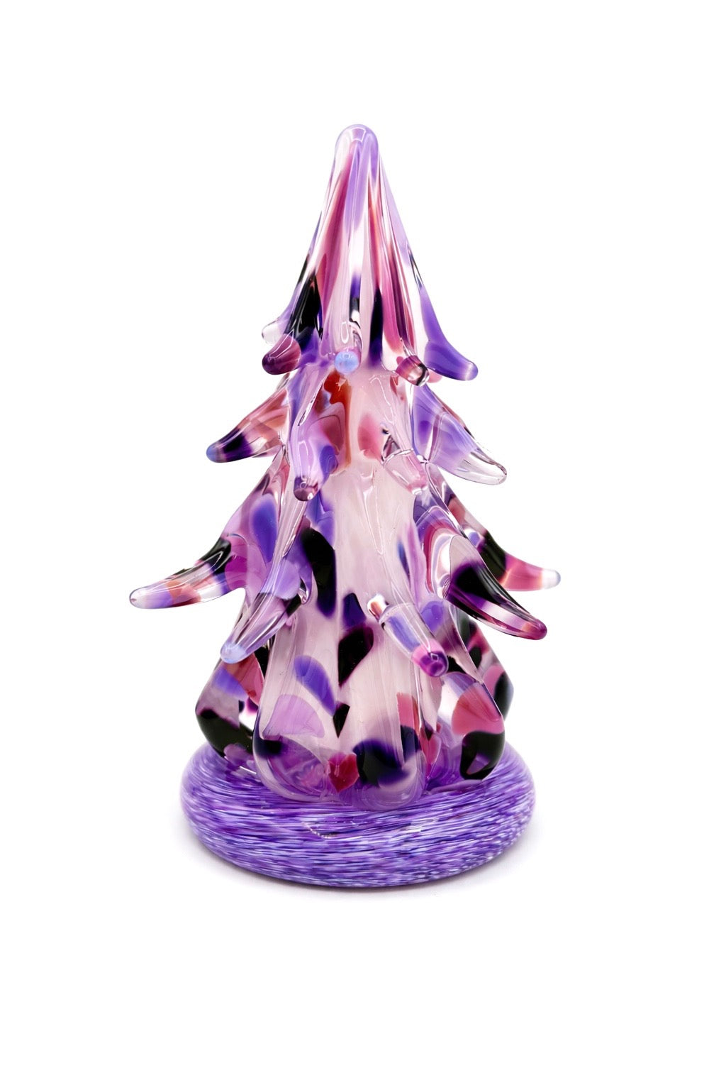 Violet Gemstone Glass Tree Sculpture, Hand Blown Amethyst Purple Art Glass, Jewel Tone Christmas Tree, Luxury Decor Gift