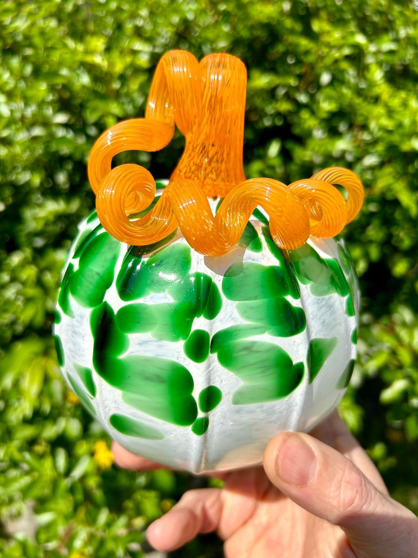 IRISH PIG TAIL  Hand Blown Glass Pumpkin Centerpiece and Gift