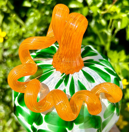 IRISH PIG TAIL  Hand Blown Glass Pumpkin Centerpiece and Gift