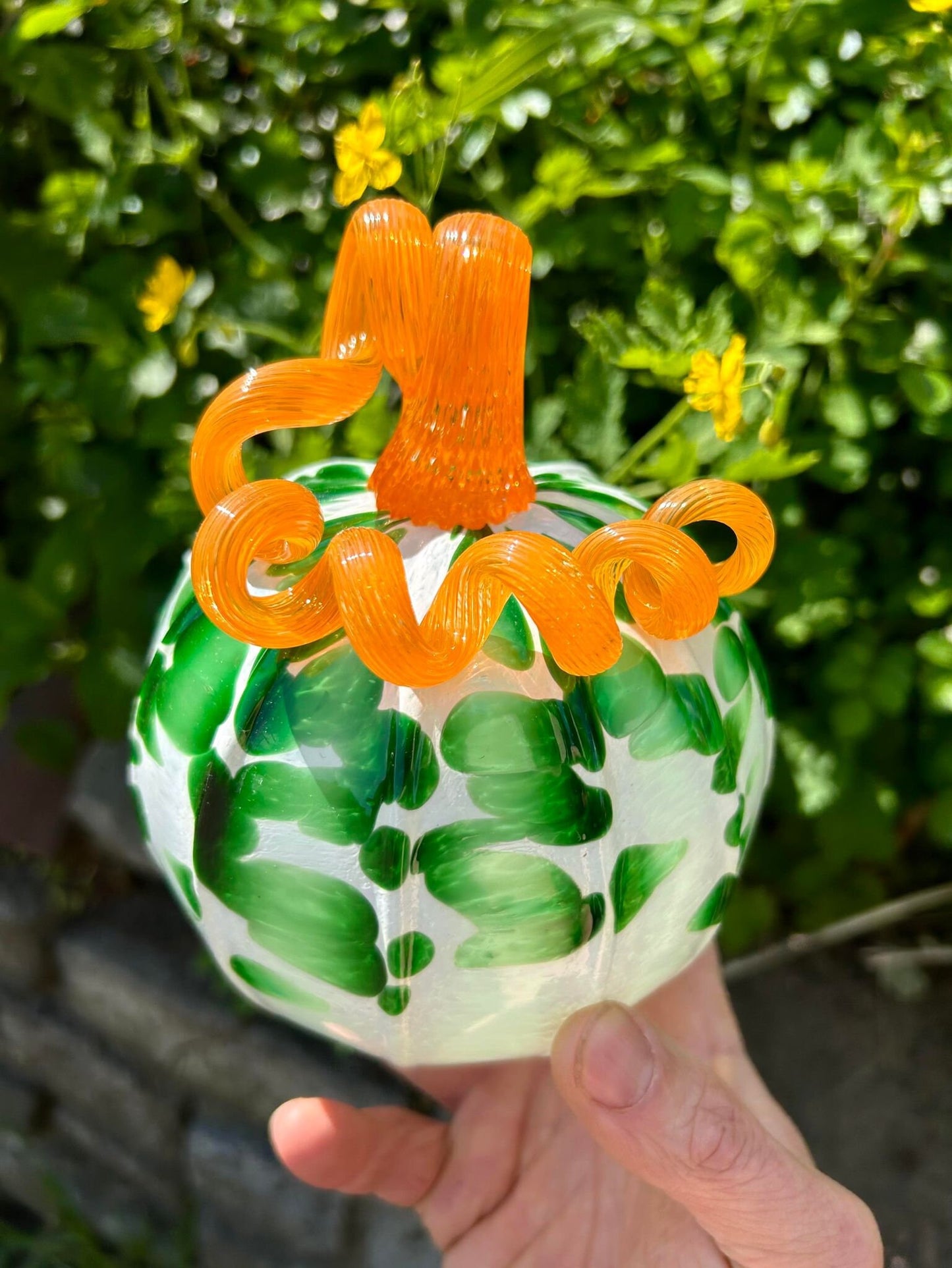 IRISH PIG TAIL  Hand Blown Glass Pumpkin Centerpiece and Gift