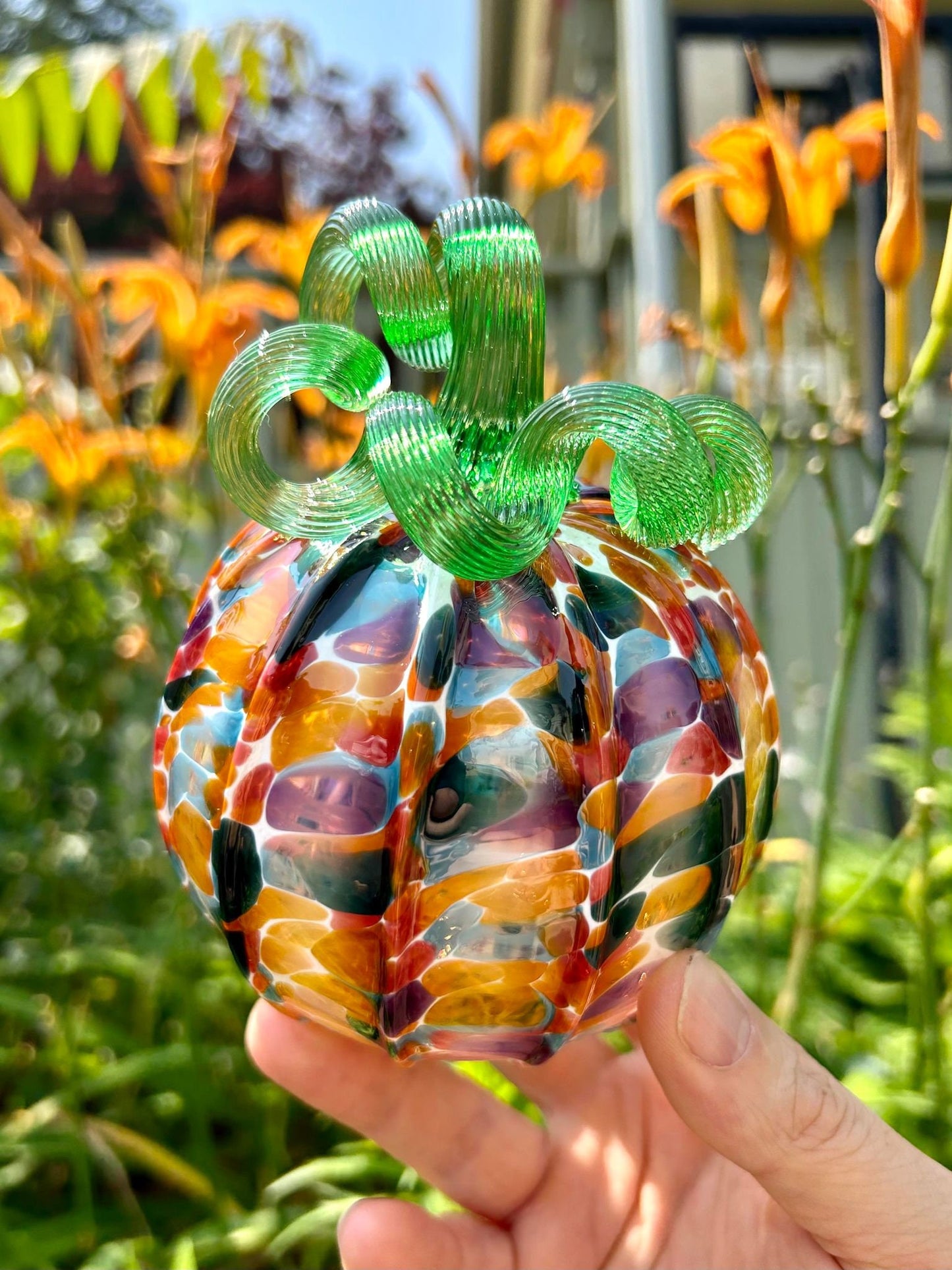 Mango Rainbow Glass Pumpkin Gift and Centerpiece