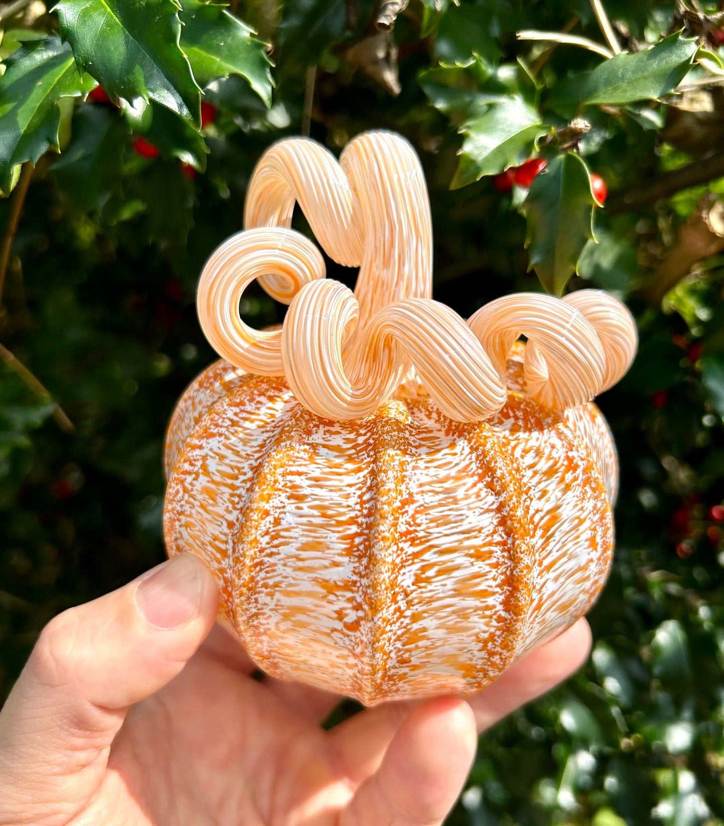 ORANGE CREAMSICLE Glass Pumpkin Gift and Centerpiece